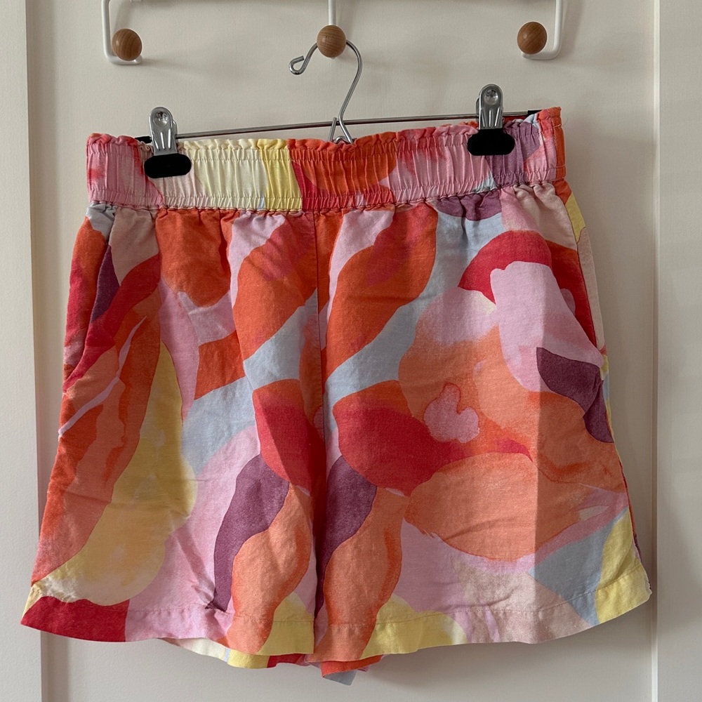 H&M Pink and Orange Linen Blend Shorts